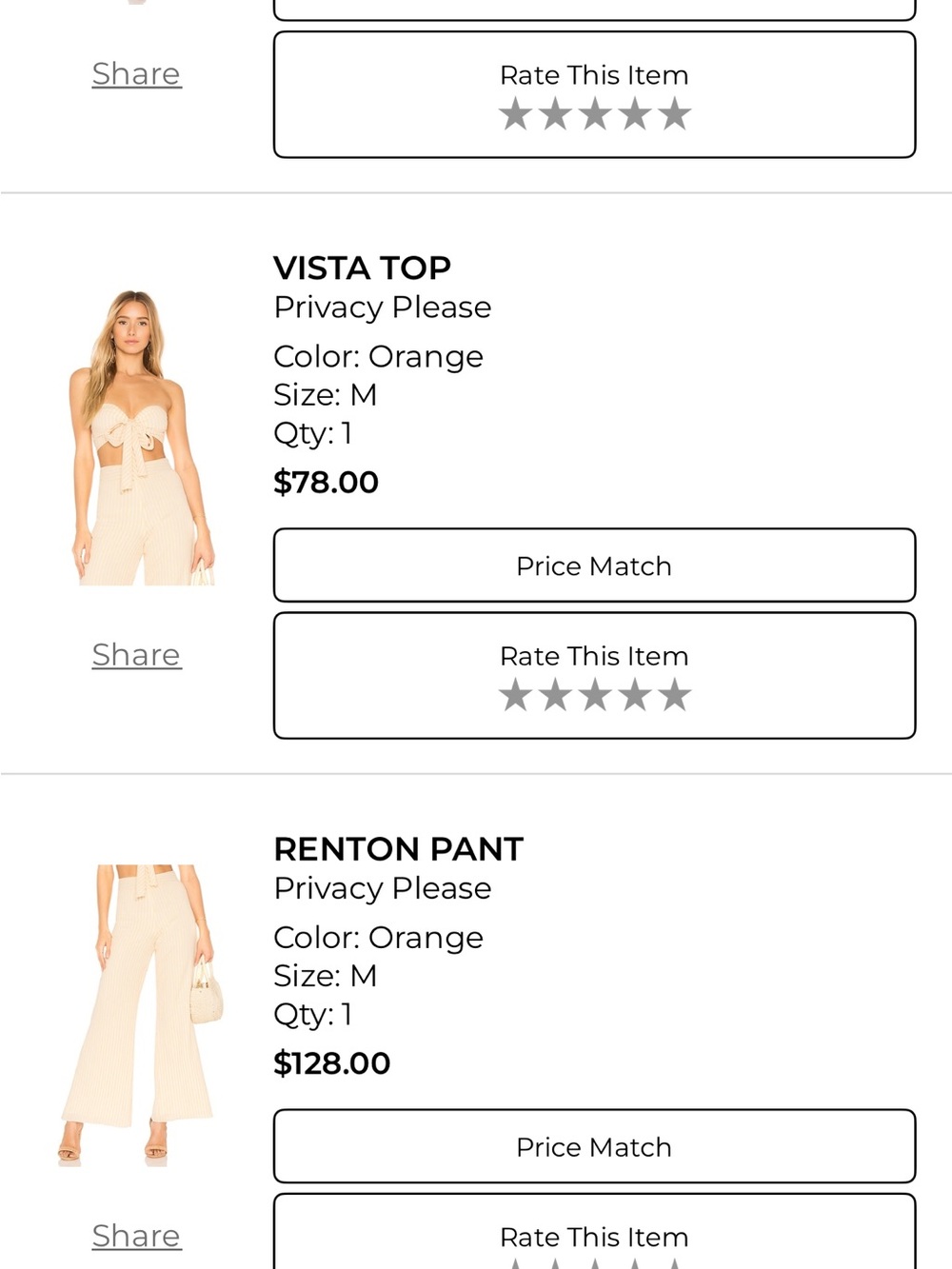 Privacy Please Striped Two-Piece Set in Cream and Light Peach